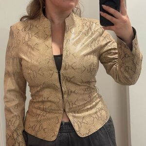 Vintage Bianca Nygard Snake Print Leather Jacket Size 12